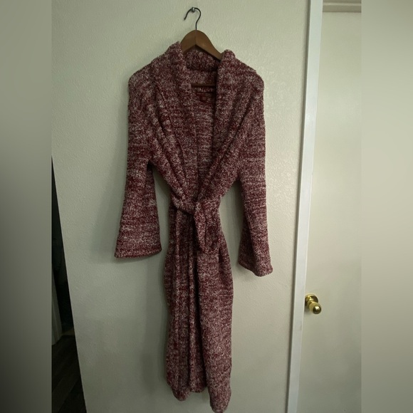 Barefoot Dreams Cozy Chic Red White Speckled Long Belted  Robe 509 - Picture 2 of 10